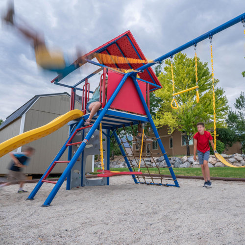 Lifetime Earthtone Hard Top AFrame Swing Set & Reviews Wayfair